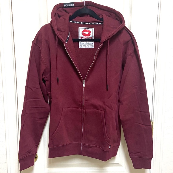 DIXXON Jackets & Blazers - Dixxon Vixxon Womens Large Full-Zip Maroon Burgundy Hoodie Brand New